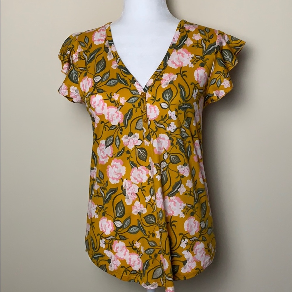 NWT Loft Mustard Floral Blouse